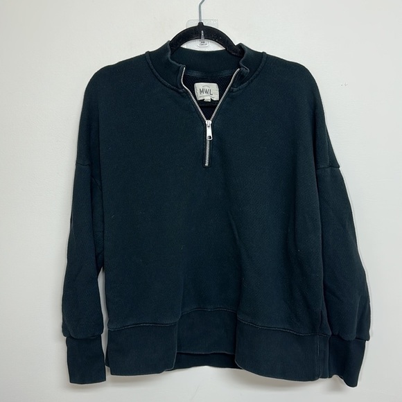 Madewell MWL Airyterry Half-Zip Tunic Sweatshirt Black Small - Picture 3 of 6